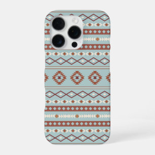 Funda Para iPhone 16 Pro Patrón Motif Mezclado Azteca Rusts Crema Azul
