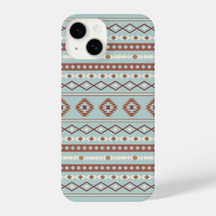 Funda Para iPhone 14 Patrón Motif Mezclado Azteca Rusts Crema Azul