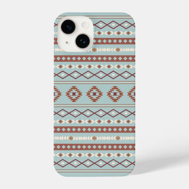 Funda Para iPhone Patrón Motif Mezclado Azteca Rusts Crema Azul (Reverso )