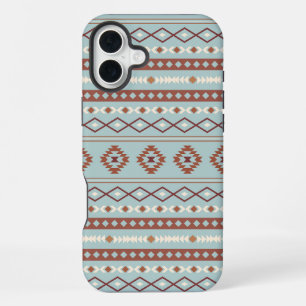 Funda Para iPhone 16 Plus Patrón Motif Mezclado Azteca Rusts Crema Azul