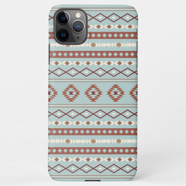 Funda Para iPhone Patrón Motif Mezclado Azteca Rusts Crema Azul (Reverso)