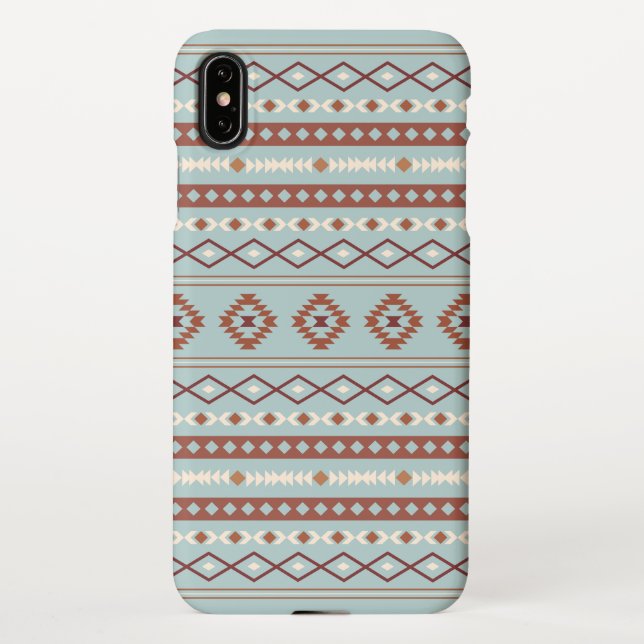 Funda Para iPhone Patrón Motif Mezclado Azteca Rusts Crema Azul (Reverso)