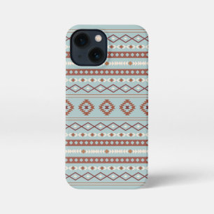 Funda Para iPhone 13 Mini Patrón Motif Mezclado Azteca Rusts Crema Azul