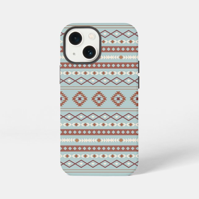 Funda Para iPhone Patrón Motif Mezclado Azteca Rusts Crema Azul (Reverso )