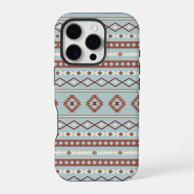 Funda Para iPhone Patrón Motif Mezclado Azteca Rusts Crema Azul (Reverso )