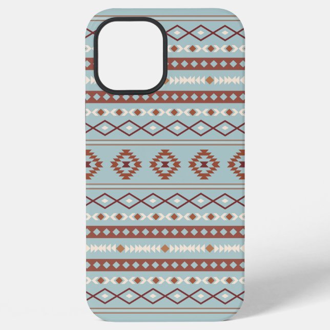 Funda Para iPhone Patrón Motif Mezclado Azteca Rusts Crema Azul (Reverso )