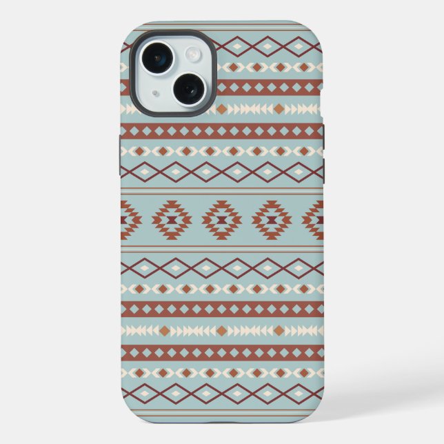 Funda Para iPhone Patrón Motif Mezclado Azteca Rusts Crema Azul (Reverso )