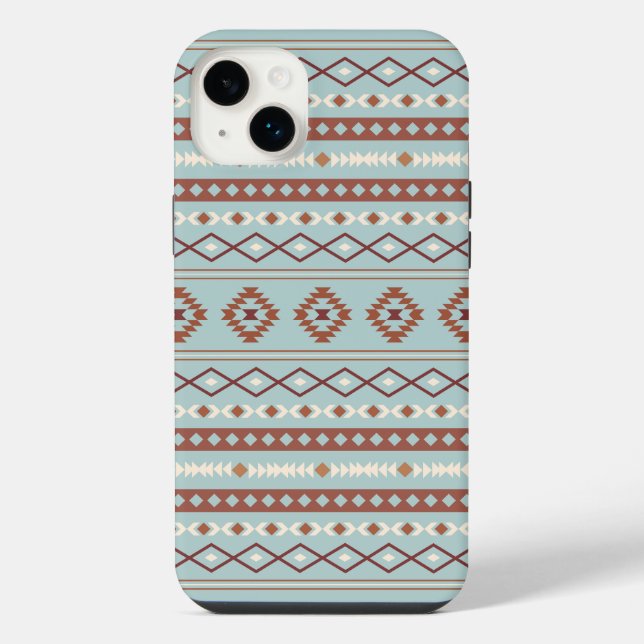 Funda Para iPhone Patrón Motif Mezclado Azteca Rusts Crema Azul (Reverso)