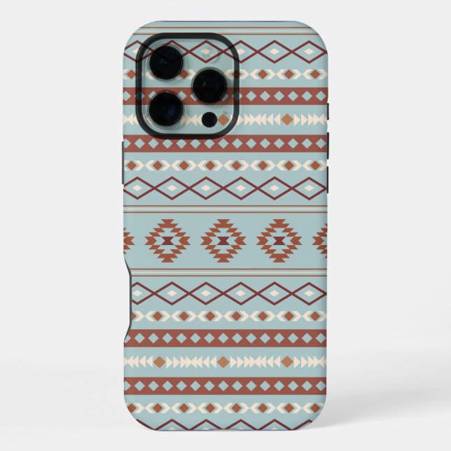 Funda Para iPhone Patrón Motif Mezclado Azteca Rusts Crema Azul (Reverso )