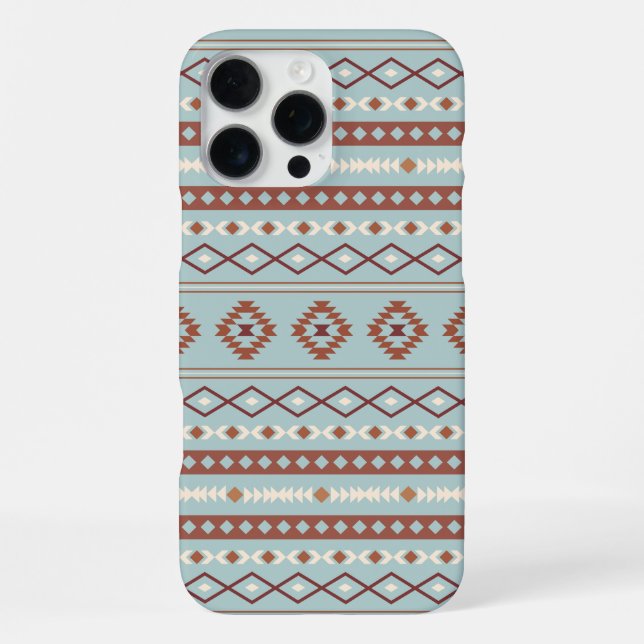 Funda Para iPhone Patrón Motif Mezclado Azteca Rusts Crema Azul (Reverso )