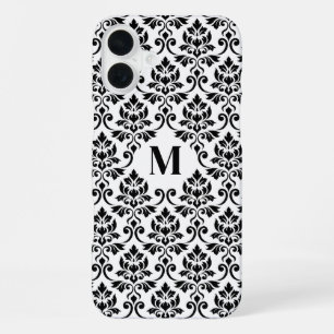 Funda Para iPhone 16 Plus Patrón negro de Damask de Feuille (Personalizado)