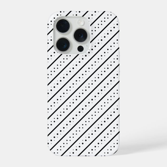 Funda Para iPhone Patrón negro de puntos de línea Geometría (Reverso )