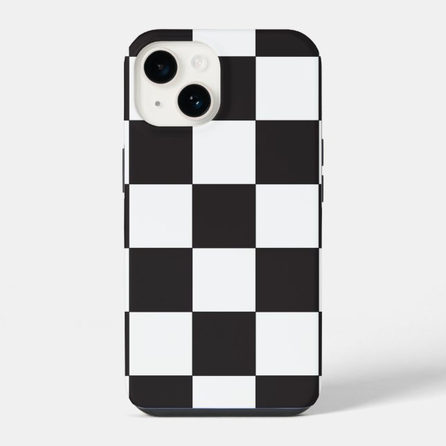 Funda Para iPhone Patrón negro y blanco de Mod a cuadros (Reverso )
