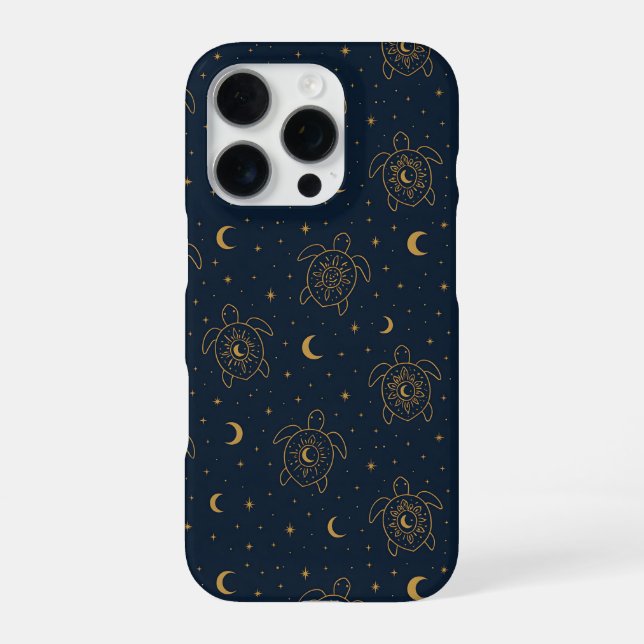 Funda Para iPhone Patrón Nocturno de Tortuga Celestial (Reverso)