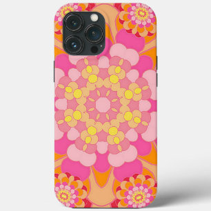 Funda Para iPhone 13 Pro Max Patrón Nouveau Deco de color rosa pastel, amarillo