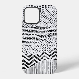 Funda Para iPhone 12 Patrón ondulado en blanco y negro. Adorno dibujado
