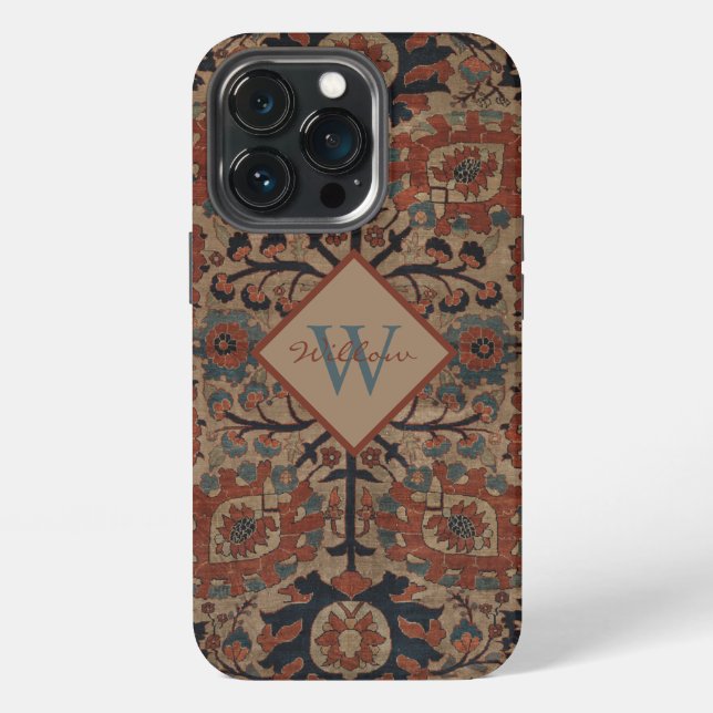 Funda Para iPhone Patrón oriental tradicional monogramado (Reverso )