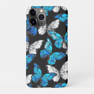 Funda Para iPhone 11Pro Patrón oscuro sin foco con mariposas azules morfo
