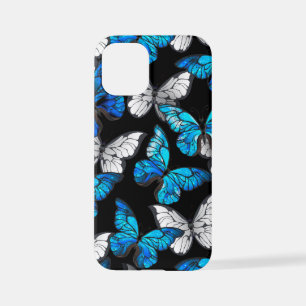 Funda Para iPhone 12 Mini Patrón oscuro sin foco con mariposas azules morfo