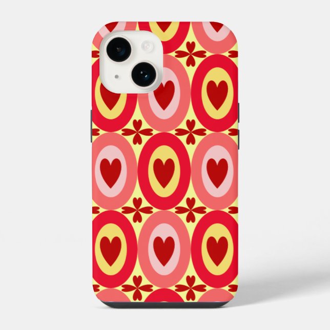 Funda Para iPhone Patrón Oval Hearts (Reverso )
