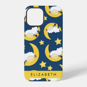 Funda Para iPhone 12 Pro Patrón ovino, oveja durmiente, luna, tu nombre