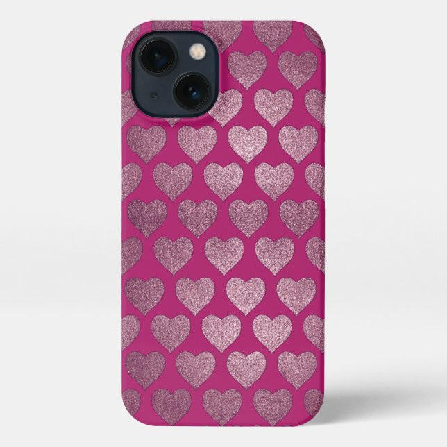 Funda Para iPhone Patrón Purpurina de corazón (Reverso )