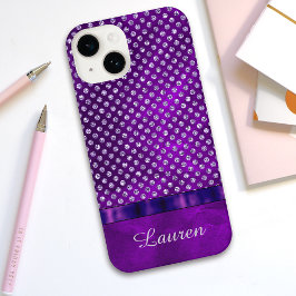 Funda Para iPhone 14 Patrón real de gema plateado púrpura