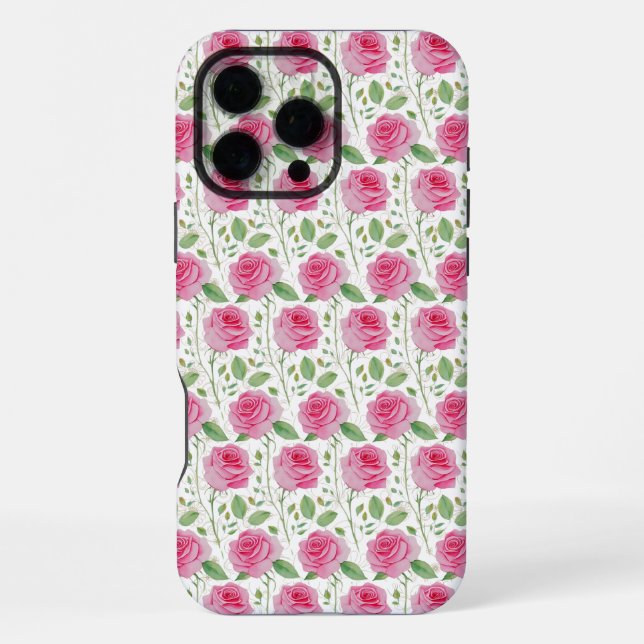 Funda Para iPhone Patrón repetido corto, floral/rosa (Reverso )