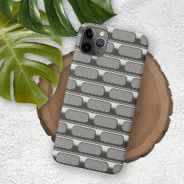 Funda Para iPhone 11Pro Max Patrón Retro Faux Stainless Steless Industrial Gri