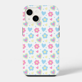 Funda Para iPhone 14 Patrón Retro Flores Corazones Y2K