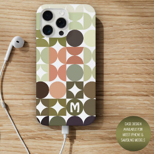 Funda Para iPhone 16 Pro Max Patrón Retro Personalizado Neutro Tan Oliva Verde