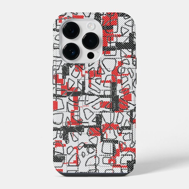 Funda Para iPhone Patrón Rojo Blanco Negro  (Reverso )