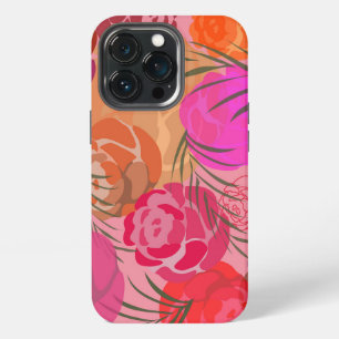 Funda Para iPhone 13 Pro Patrón rosa con flores y plantas