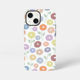 Funda Para iPhone 13 Mini Patrón Rpt de Flor Difusa Pasteles sobre Blanco