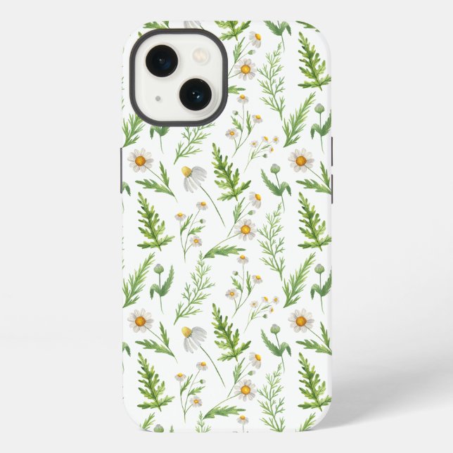 Funda Para iPhone Patrón rústico botánico de flor de Chamomile (Reverso )
