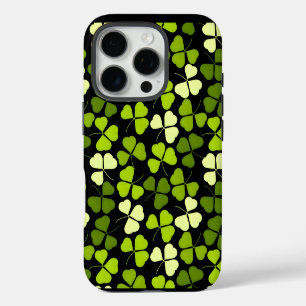 Funda Para iPhone 16 Pro Patrón Shamrock oscuro Verde y Negro