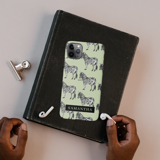 Funda Para iPhone Patrón silvestre de cebra de jungla y nombre perso (Subido por el creador)