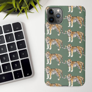 Funda Para iPhone 11Pro Max Patrón silvestre de los tigres de acuarela tropica