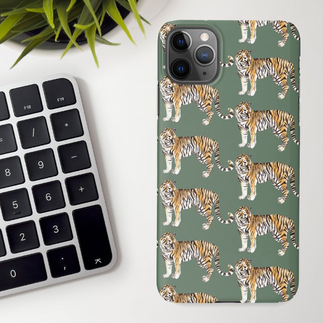 Funda Para iPhone Patrón silvestre de los tigres de acuarela tropica (Subido por el creador)