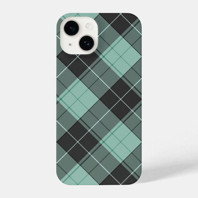 Funda Para iPhone Patrón simple tartán en funda turquesa para iPhone (Reverso )