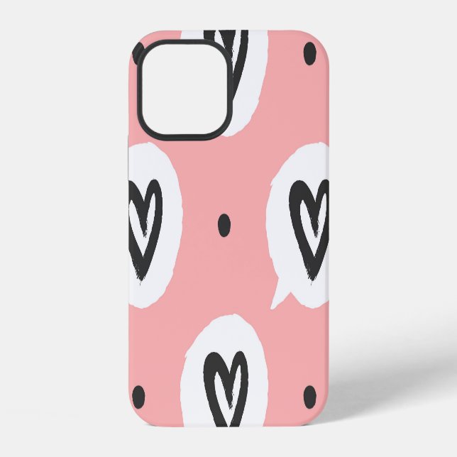 Funda Para iPhone Patrón sin brillo con corazones. (Reverso )