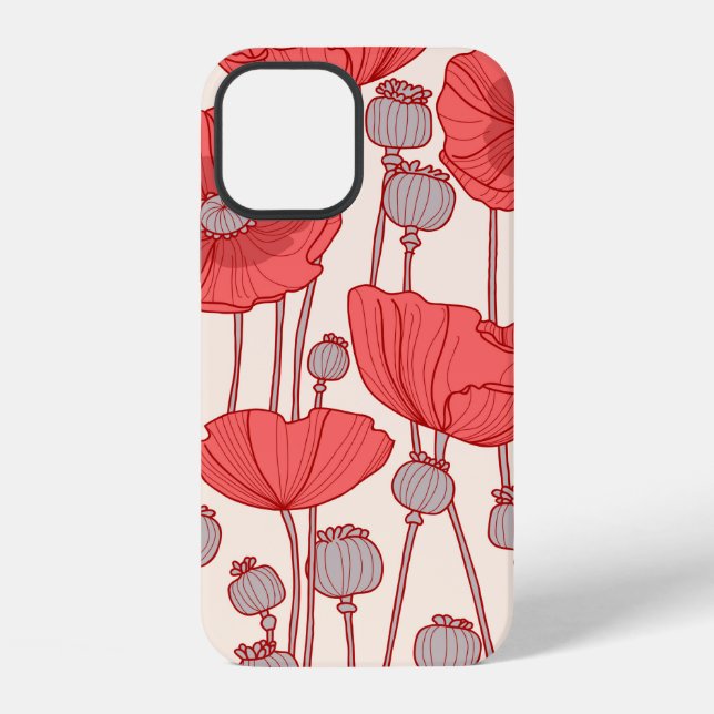 Funda Para iPhone Patrón sin foco con amapolas.  (Reverso )