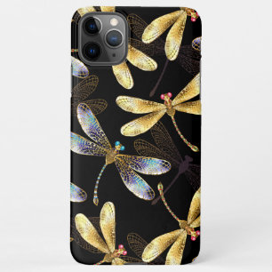 Funda Para iPhone 11Pro Max Patrón sin foco con Dragonflies dorados