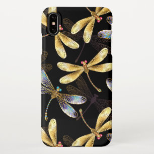 Funda Para iPhone XS Max Patrón sin foco con Dragonflies dorados