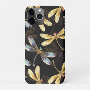Funda Para iPhone 11Pro Patrón sin foco con Dragonflies dorados