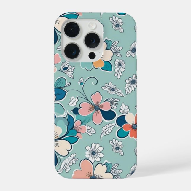 Funda Para iPhone Patrón sin foco con flores (Reverso )
