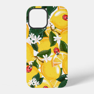 Funda Para iPhone 12 Patrón sin foco con frutas tropicales de limón de