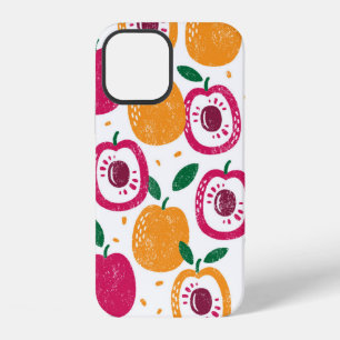Funda Para iPhone 12 Patrón sin foco con frutos. Sello texturado.