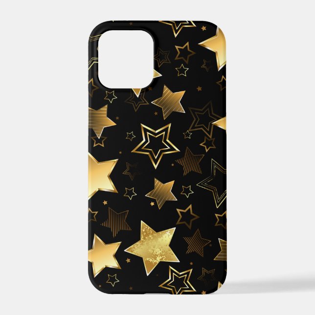 Funda Para iPhone Patrón sin foco con las estrellas doradas (Reverso )