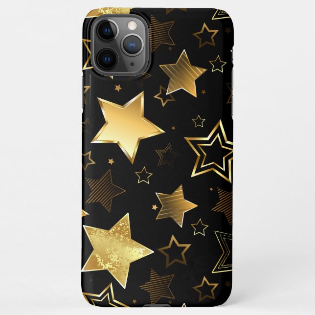 Funda Para iPhone Patrón sin foco con las estrellas doradas (Reverso)